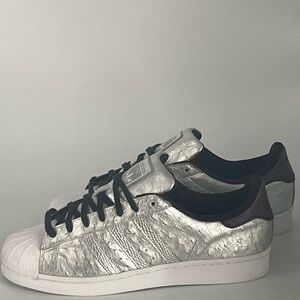 Rare Adidas Original Superstar Metallic Silver and White Sneakers 2015